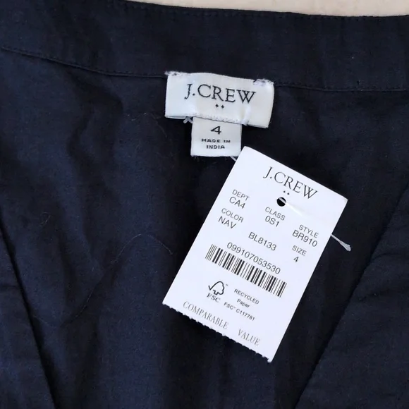 J. Crew Navy Blue Ruffled Midi Dress Size 4 NWT - Picture 3 of 6